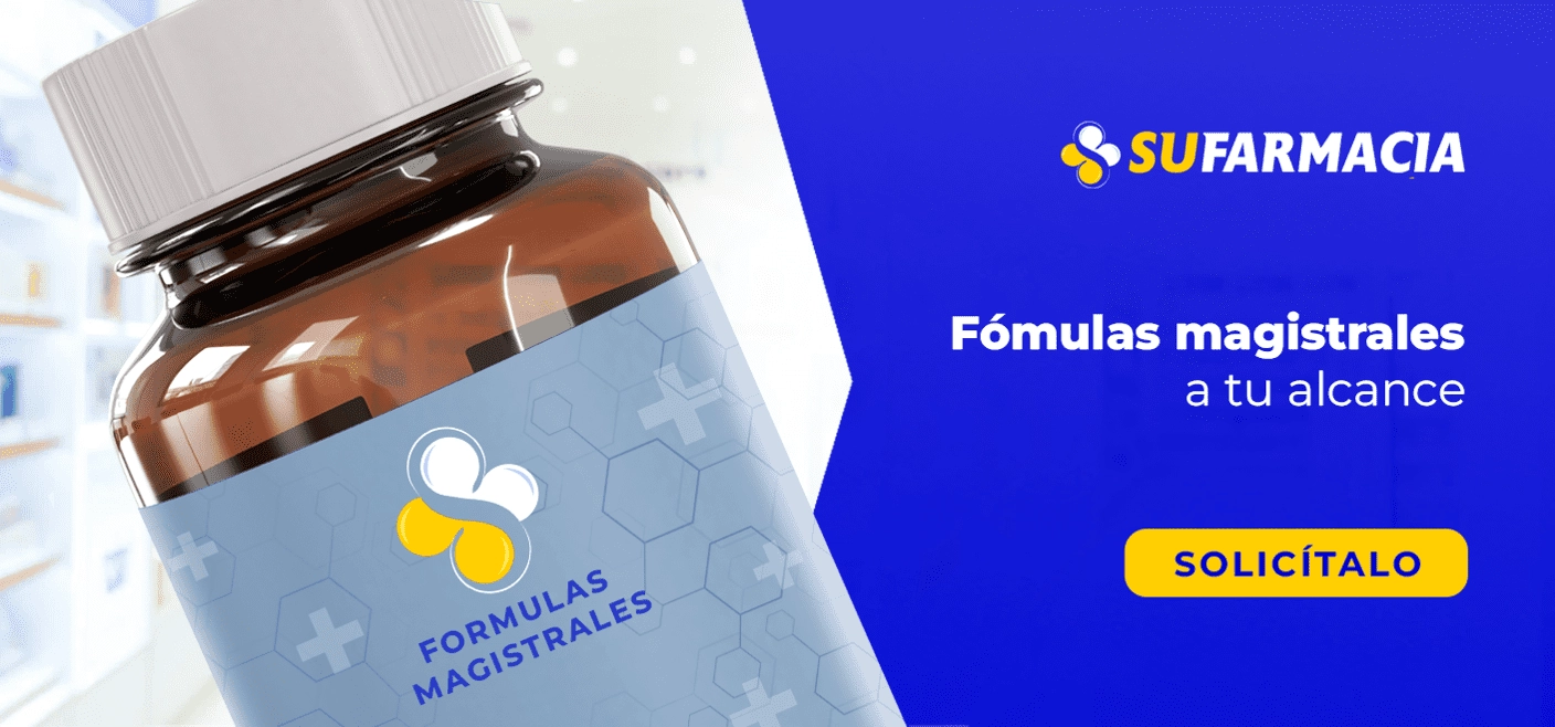 Banner con produto de sufarmacia en linea, con el texto formula magistrales